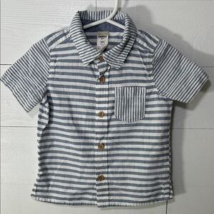 OshKosh B'gosh Blue & White Striped Short-Sleeve Button-Front Shirt